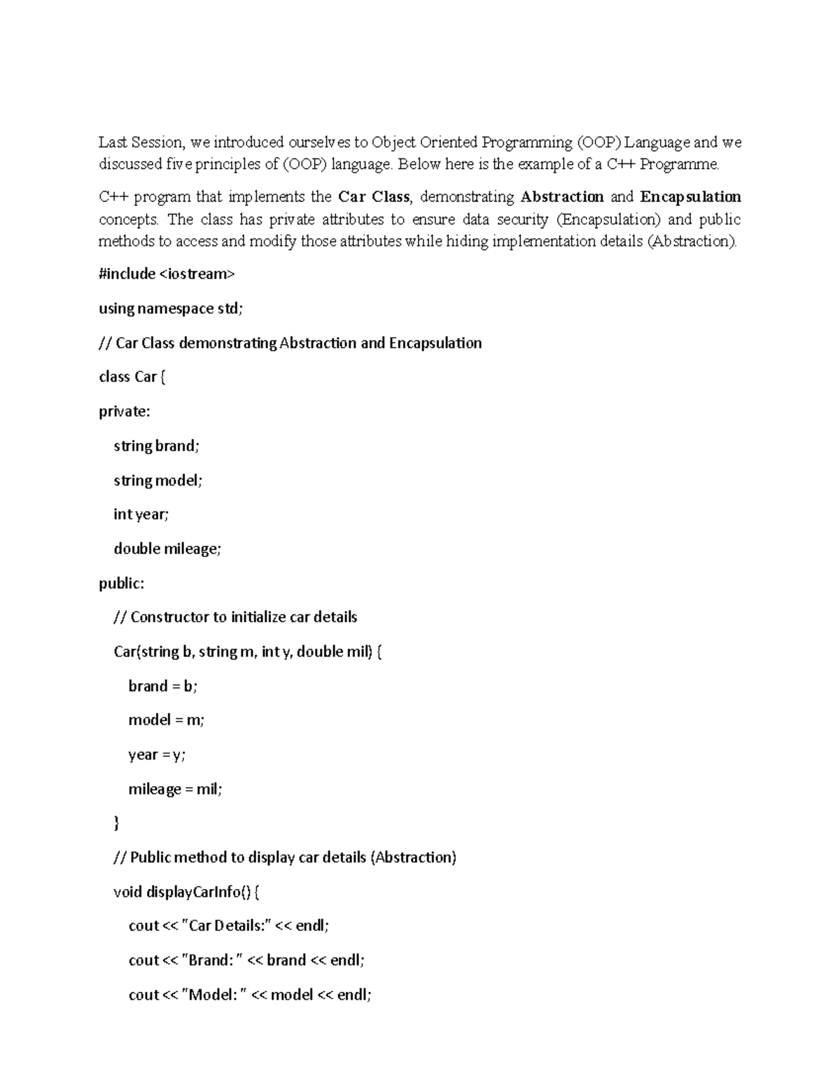 Lecture Notes & Tasks Attached - Last Session, we introduced ourselves ...