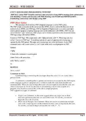 UNIT IV JAVA SCRIPT - MC4023 Web Design Lecture Notes Updated - Studocu