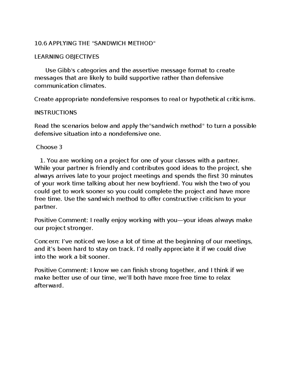 Using the Sandwich Method for Constructive Feedback in Communication ...