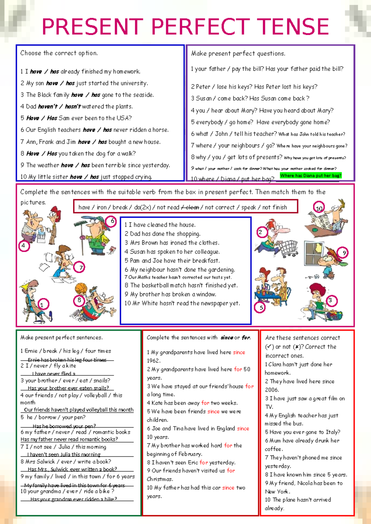 Present Perfect Tense Exercises for Grammar 4to - Studocu