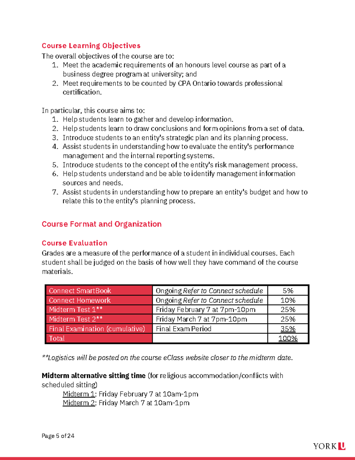 ADMS2510 Course Breakdown - Page 5 of 24 Course Learning Objectives The ...