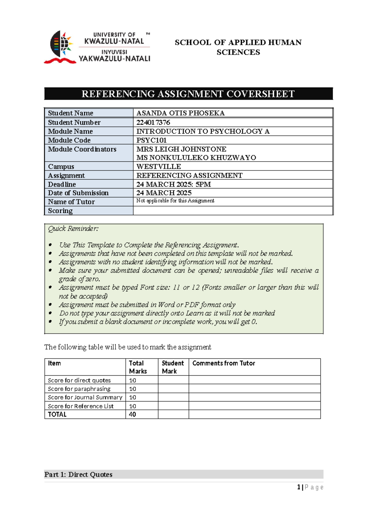 Referencing Assignment Template 2025 - SCHOOL OF APPLIED HUMAN SCIENCES ...