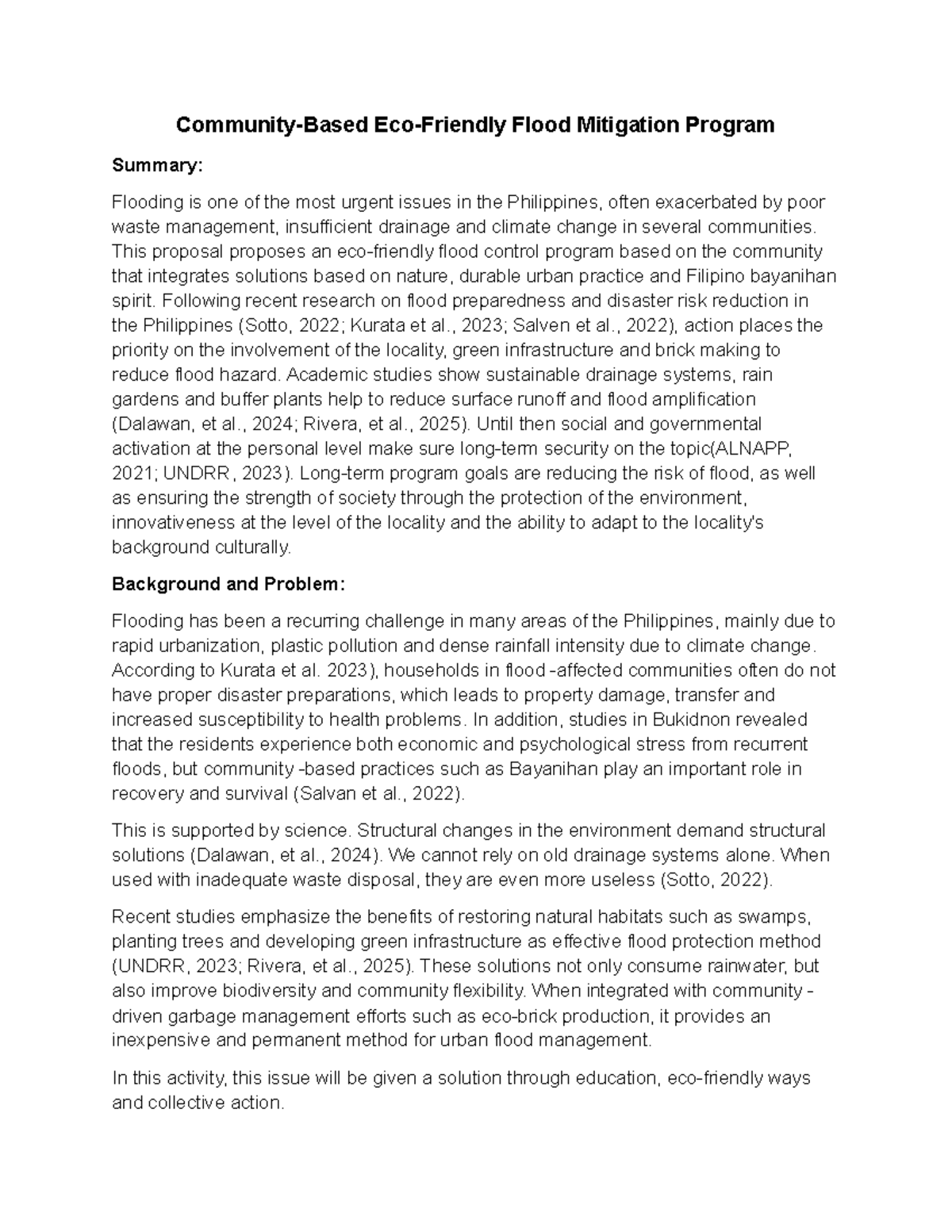 Community-Based Flood Mitigation Program Proposal (CBFMP) - Studocu