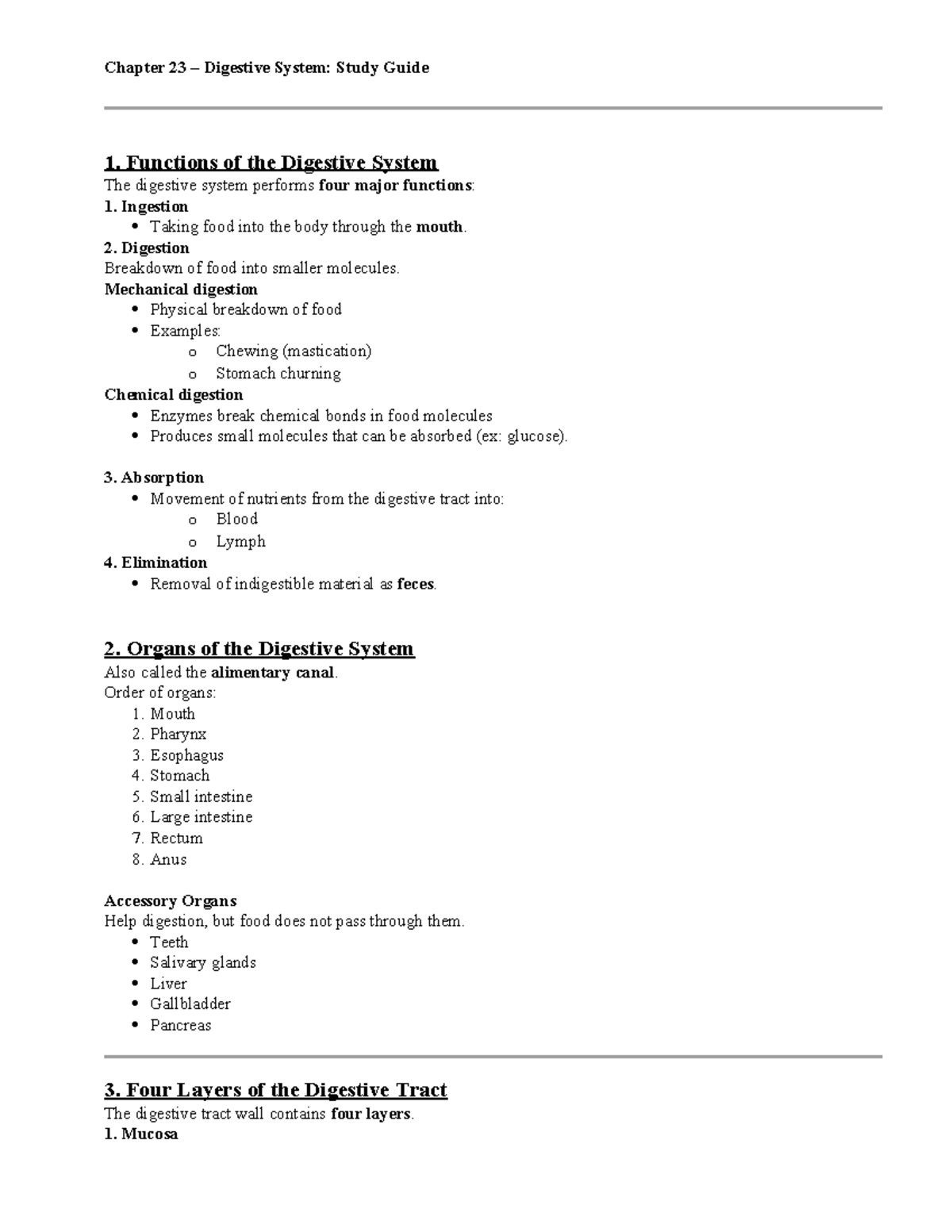 Chapter 23 Digestive System: Comprehensive Study Guide - Studocu