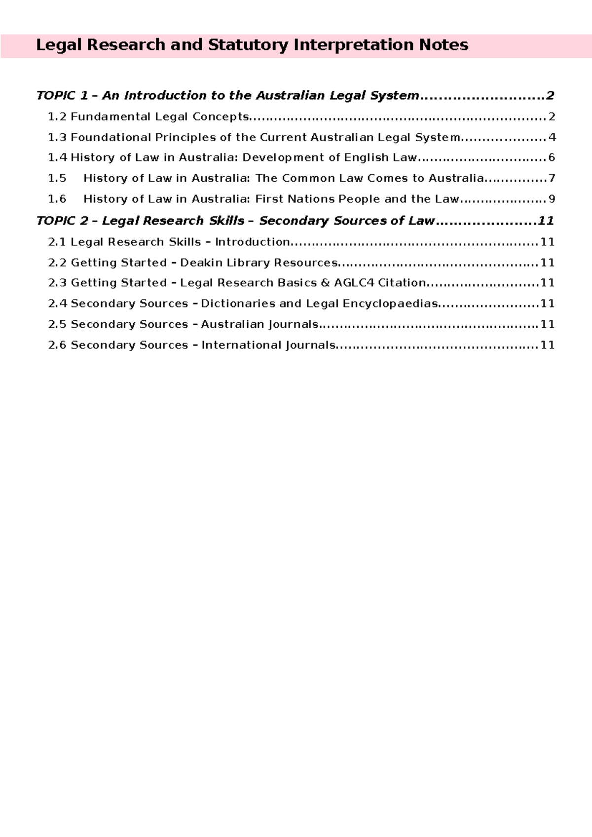 Legal Research and Statutory Interpretation Notes (LAWS101) - Studocu