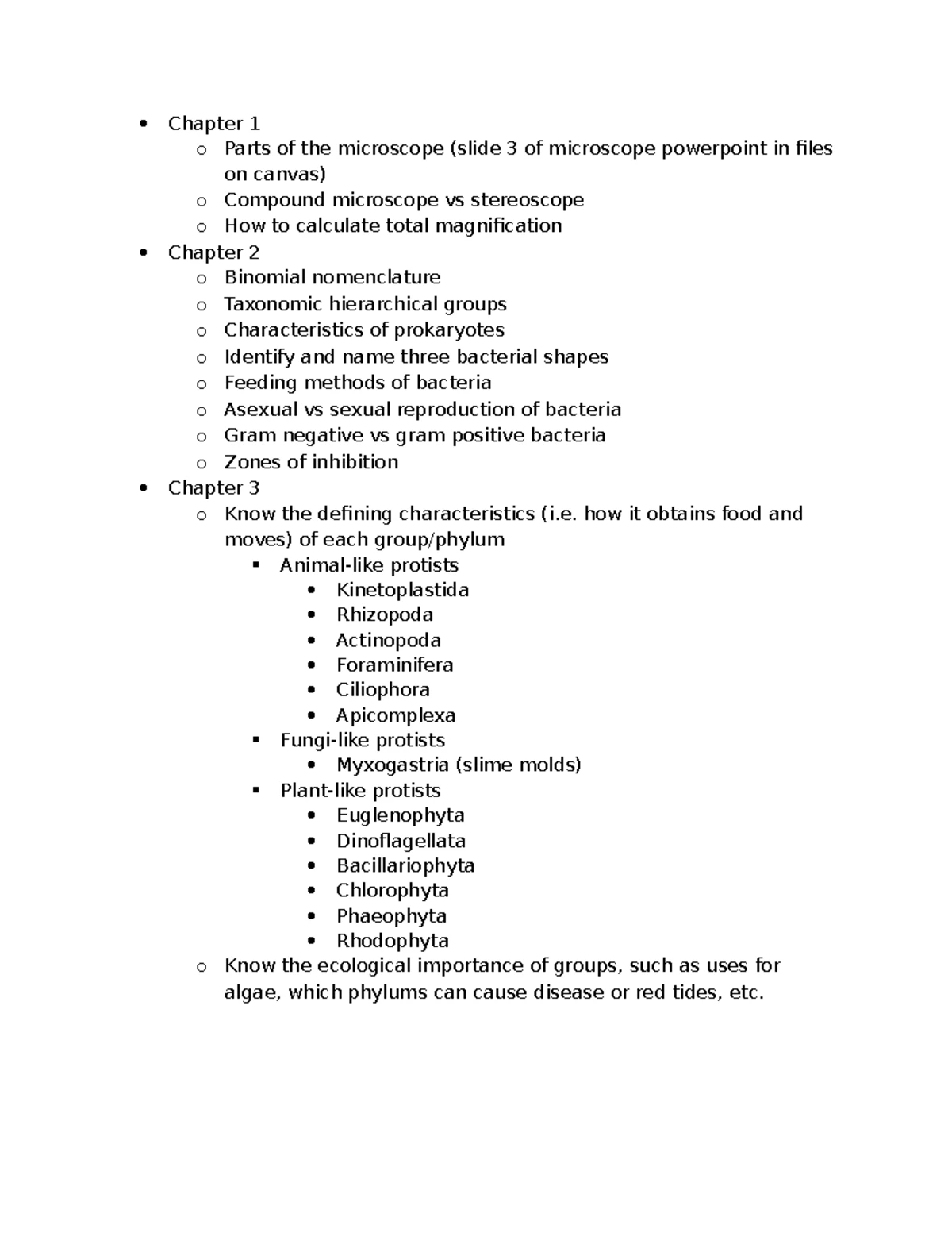 Biology Study Notes: Kingdoms Monera, Protista, Fungi & Plantae - Studocu