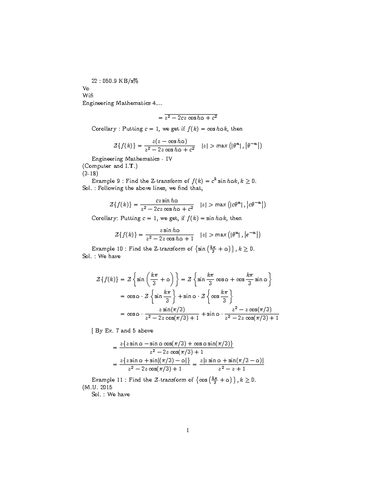 Engineering Mathematics IV (22:050.9) - Lecture Notes on Vo Wifi - Studocu