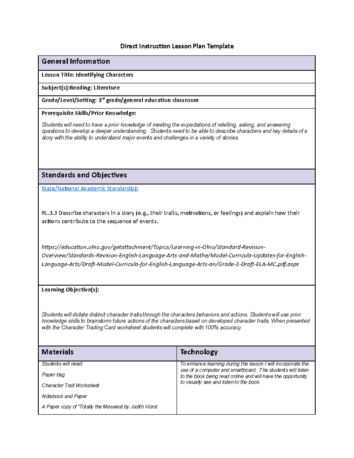 Direct Instruction Lesson Plan Lopez Katelyn - Direct Instruction ...