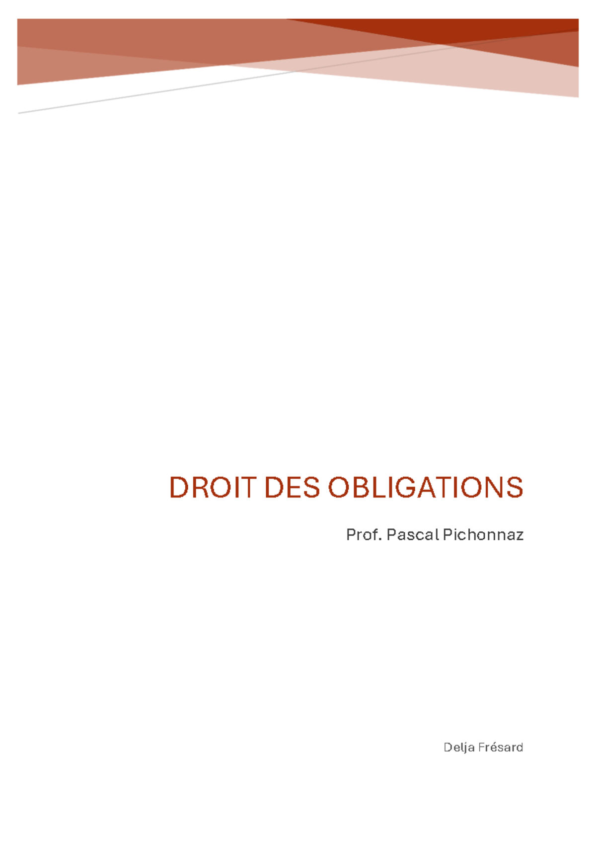 Résumé des Obligations en Droit - Droit des Obligations I - Studocu