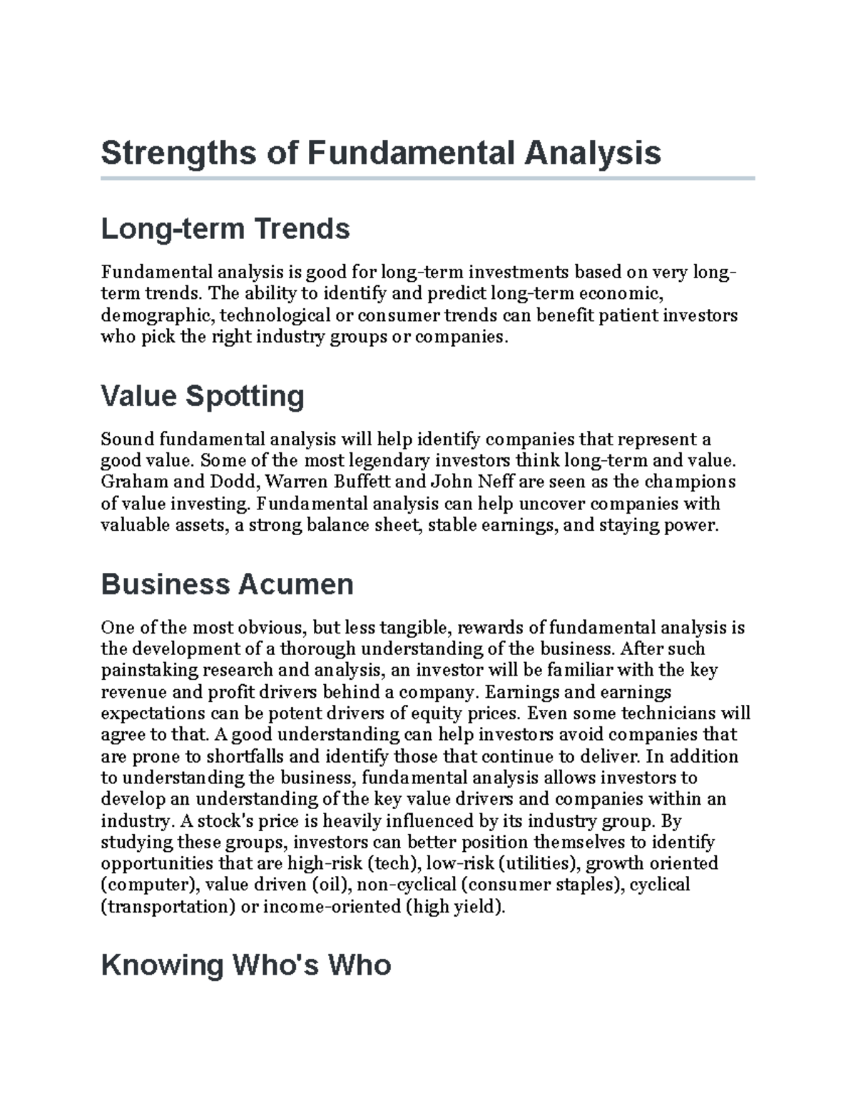 FA101: Insights on Strengths and Weaknesses of Fundamental Analysis ...