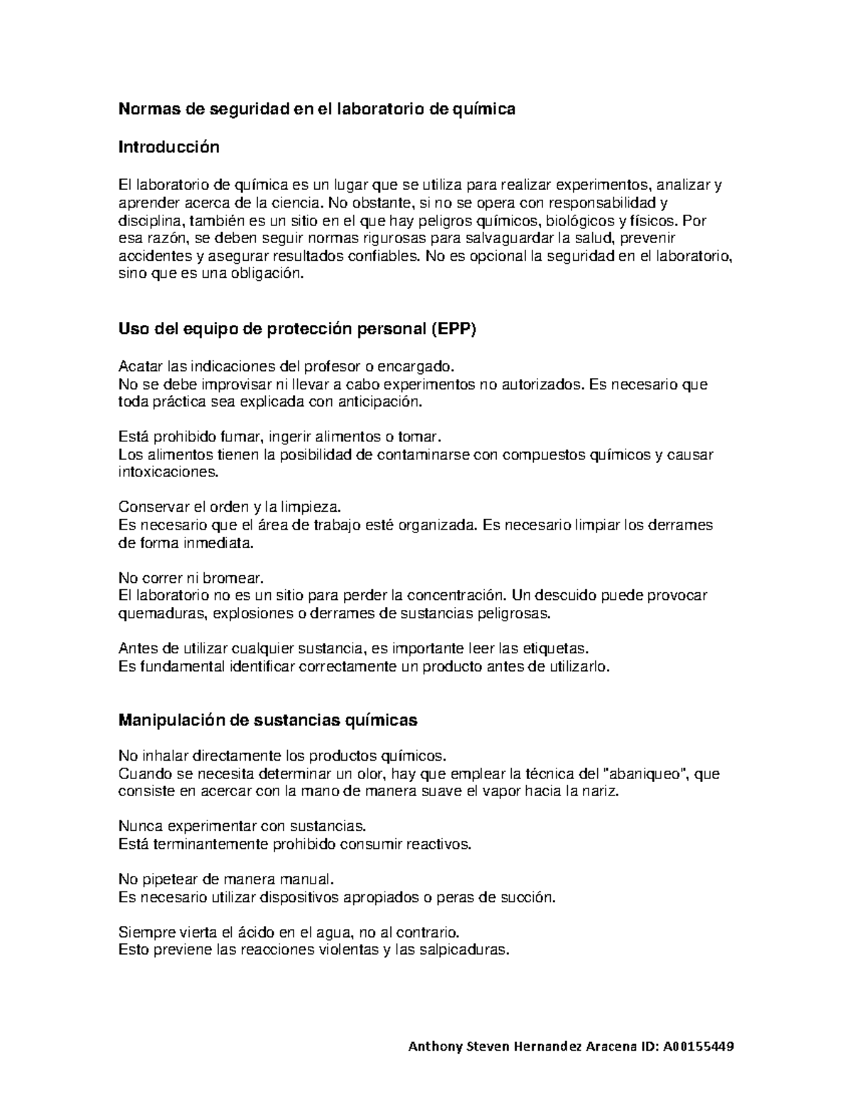 Normas de Seguridad en el Laboratorio de Química - Unidad 5 - Studocu