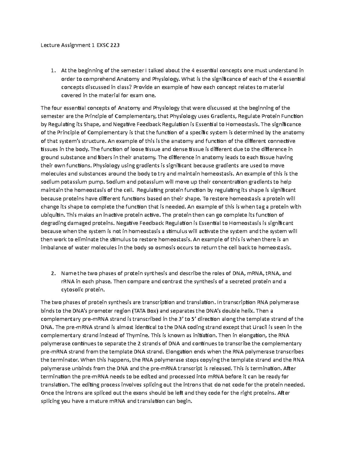 Lecture Assignment 1 EXSC 223 - Lecture Assignment 1 EXSC 223 At the ...