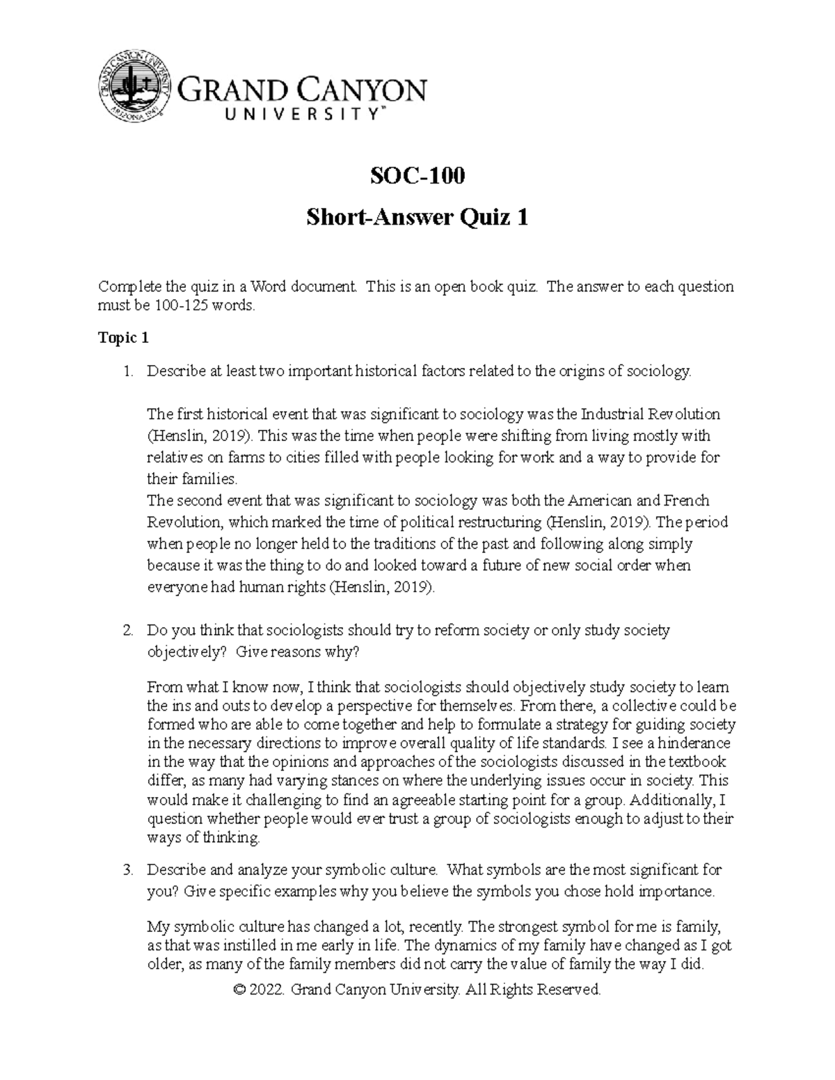 Short-Answer Quiz 1 - Week 1 short answer quiz - SOC- Short-Answer Quiz ...