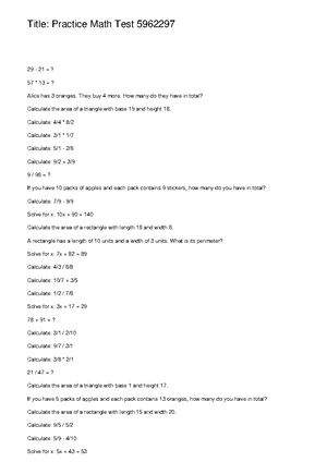 Math Practice Test Questions and Solutions 6622393 - Studocu