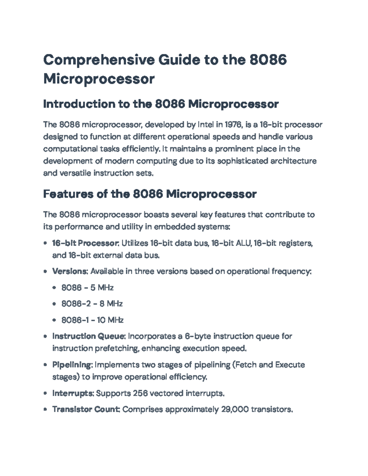 8086 Microprocessor: Overview and Architectural Insights ...