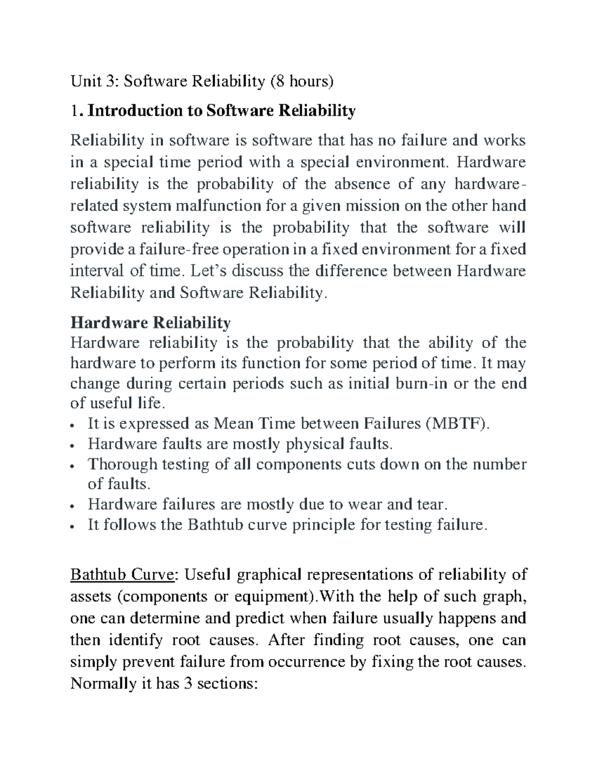 Unit 3: Software Reliability Overview and Key Concepts - Studocu