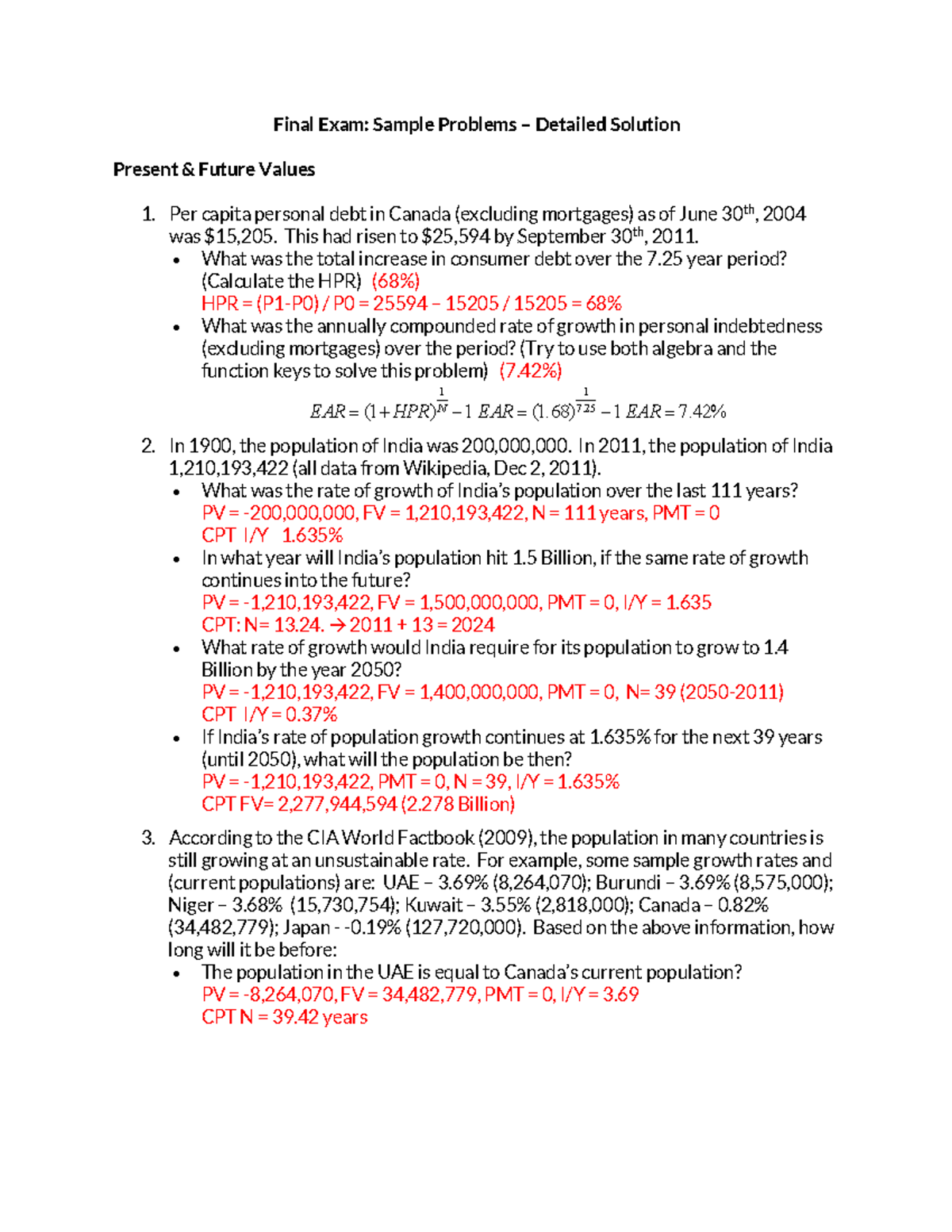 Final Exam: Sample Problems – Detailed Solution - Studocu