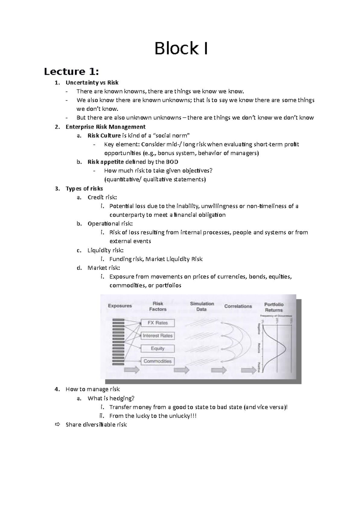 FRM - Block 1 Lecture Notes on Financial Risk Management Concepts ...