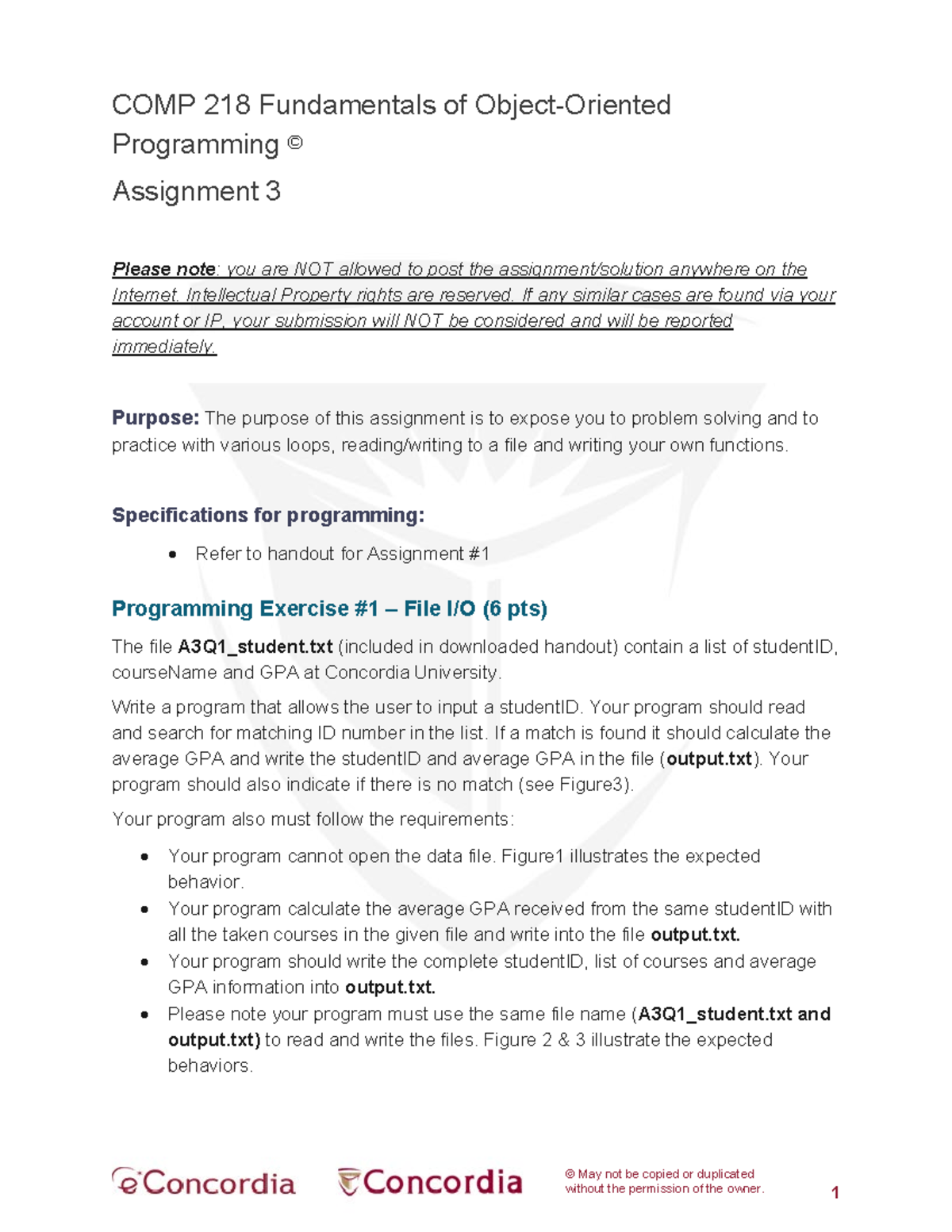 COMP 218 Assignment 3: File I/O & Function Implementation Guide - Studocu