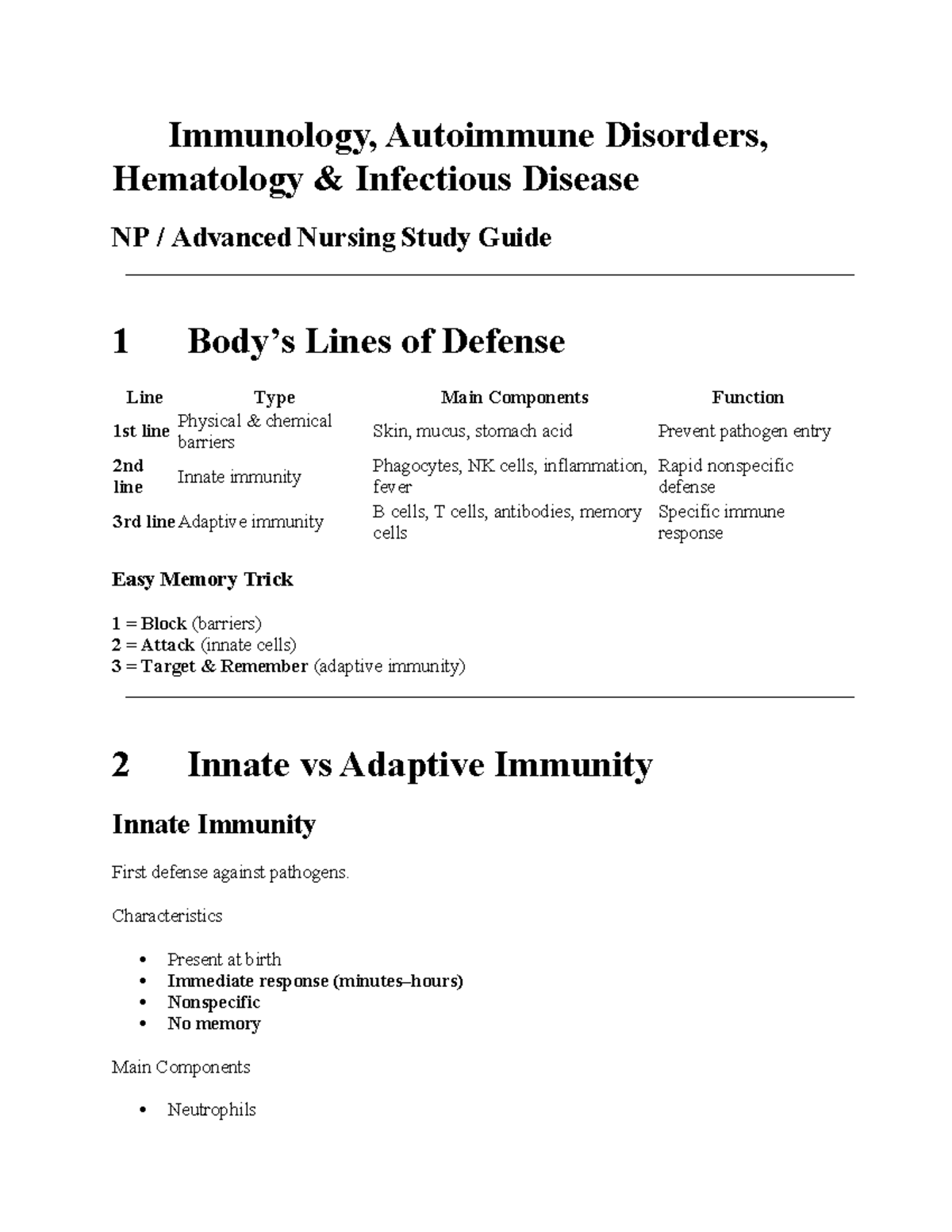 Patho Study Guide: Immunology, Autoimmune Disorders & Hematology - Studocu