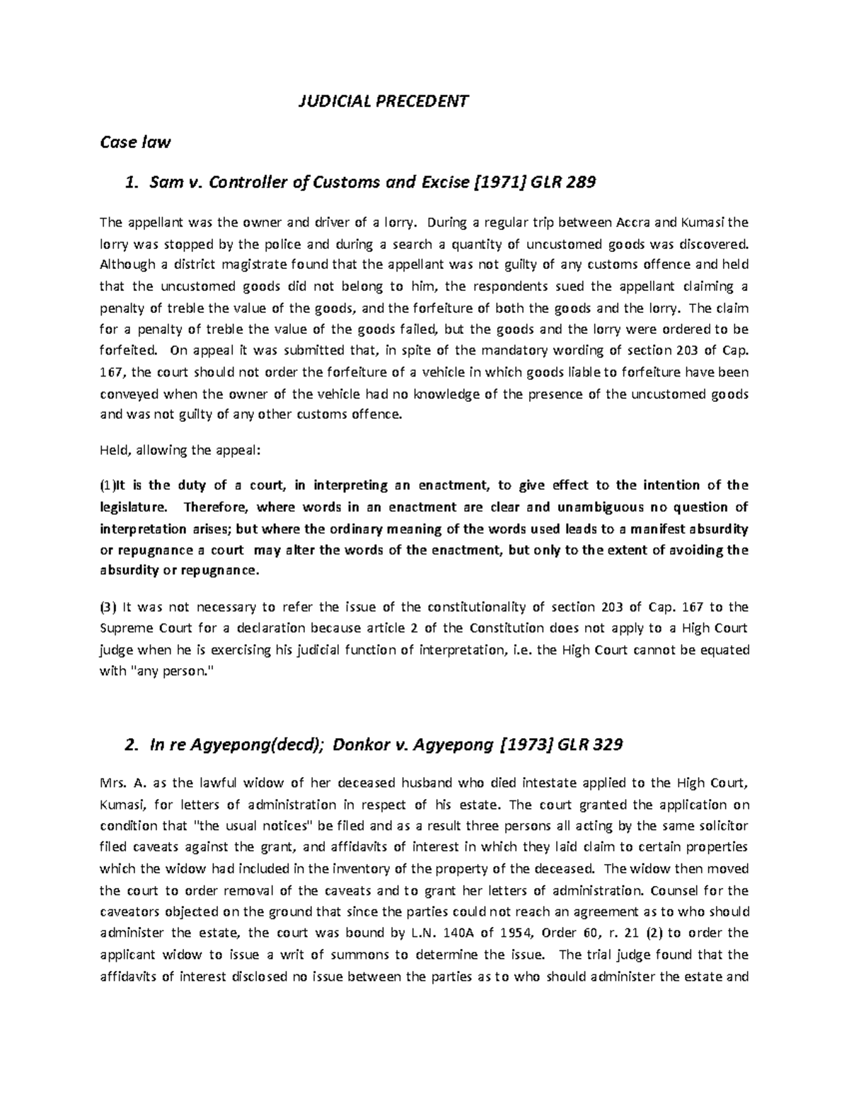 JUDICIAL PRECEDENT Case Law Analysis: Key Cases and Rulings - Studocu
