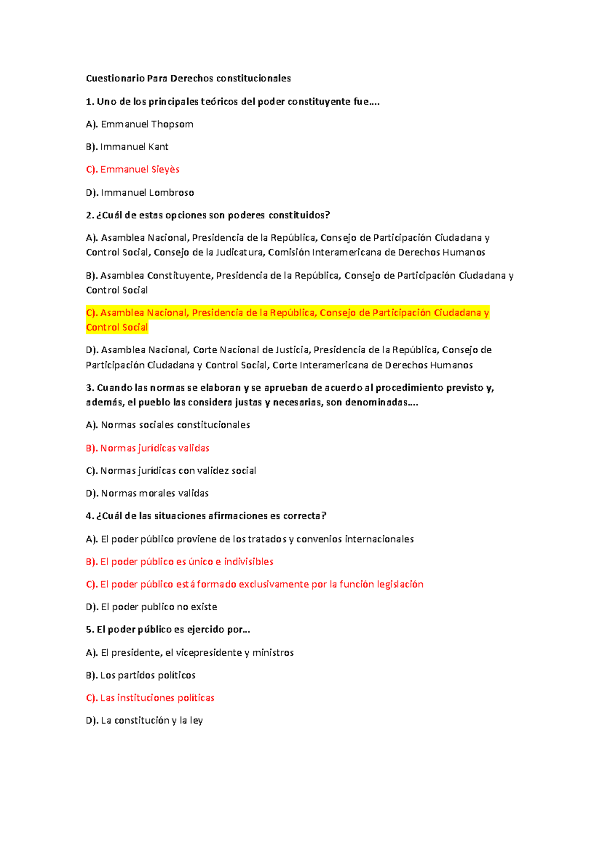 Cuestionario de Derecho Constitucional - DC-2023 - Studocu