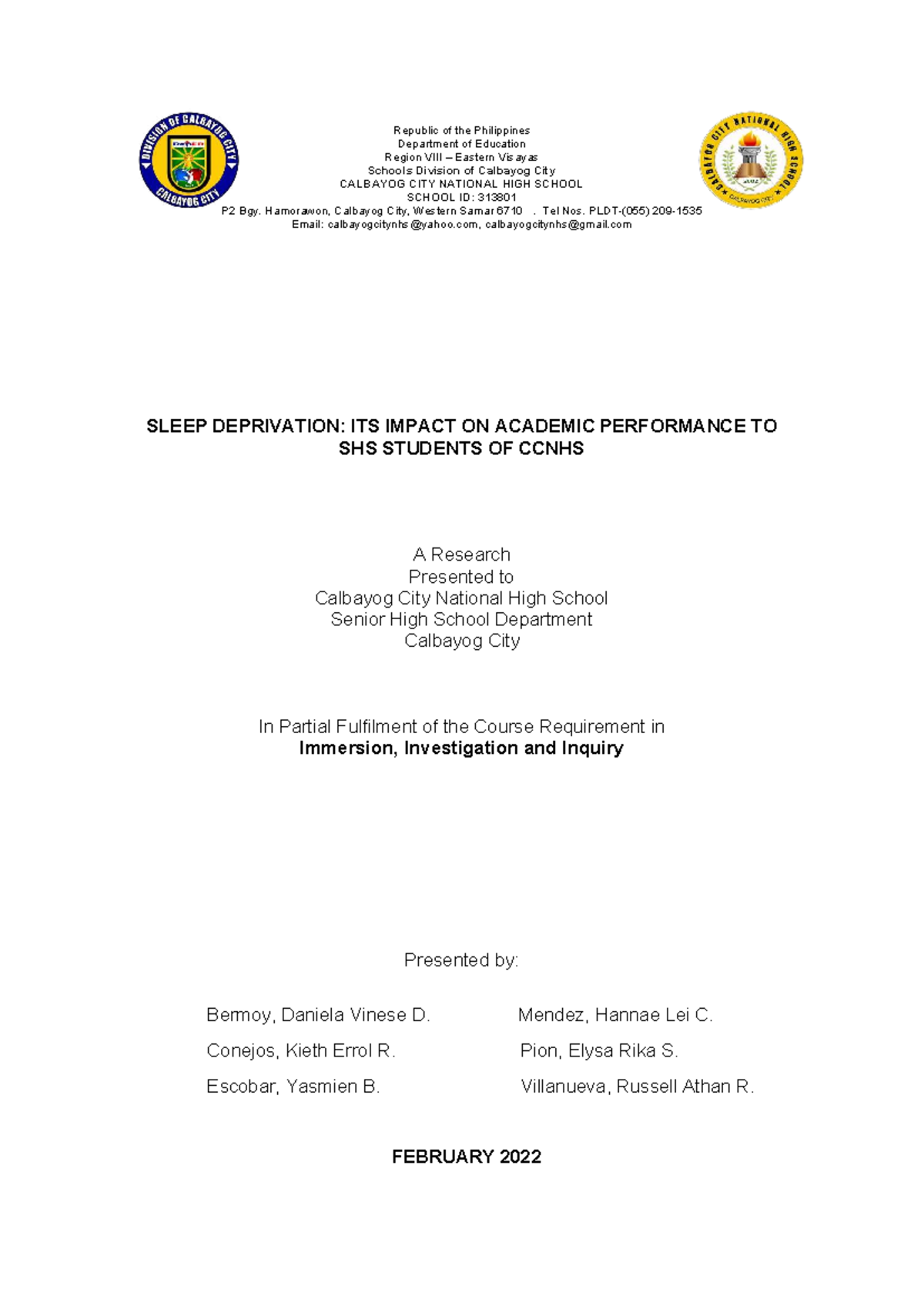 Impact of Sleep Deprivation on SHS Students' Academic Performance at ...