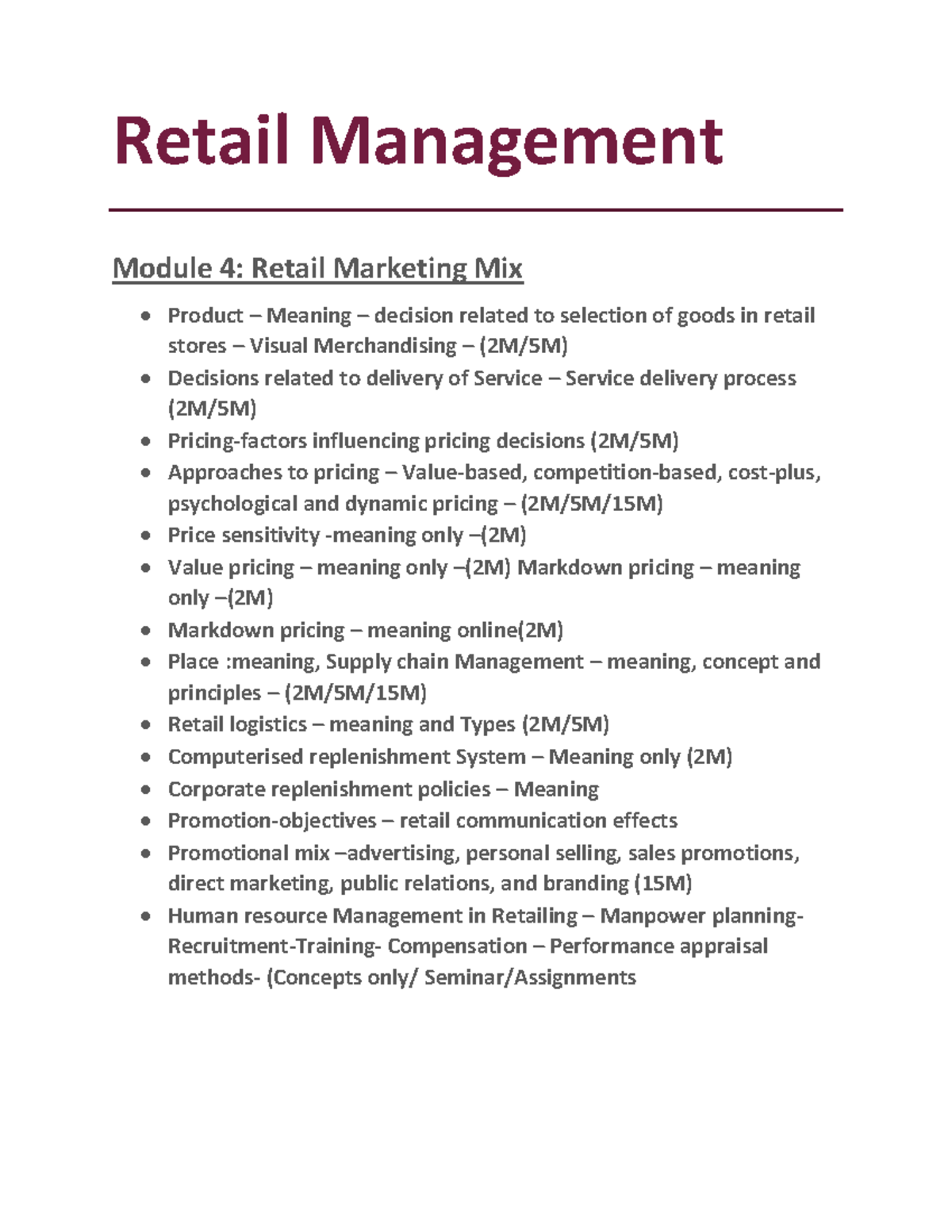 Retail Management RM 4: Marketing Mix & Service Delivery Strategies ...