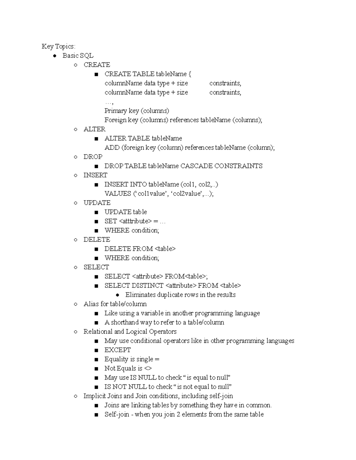 Final Exam Review - Summary Principles Of Database Systems - Key Topics ...