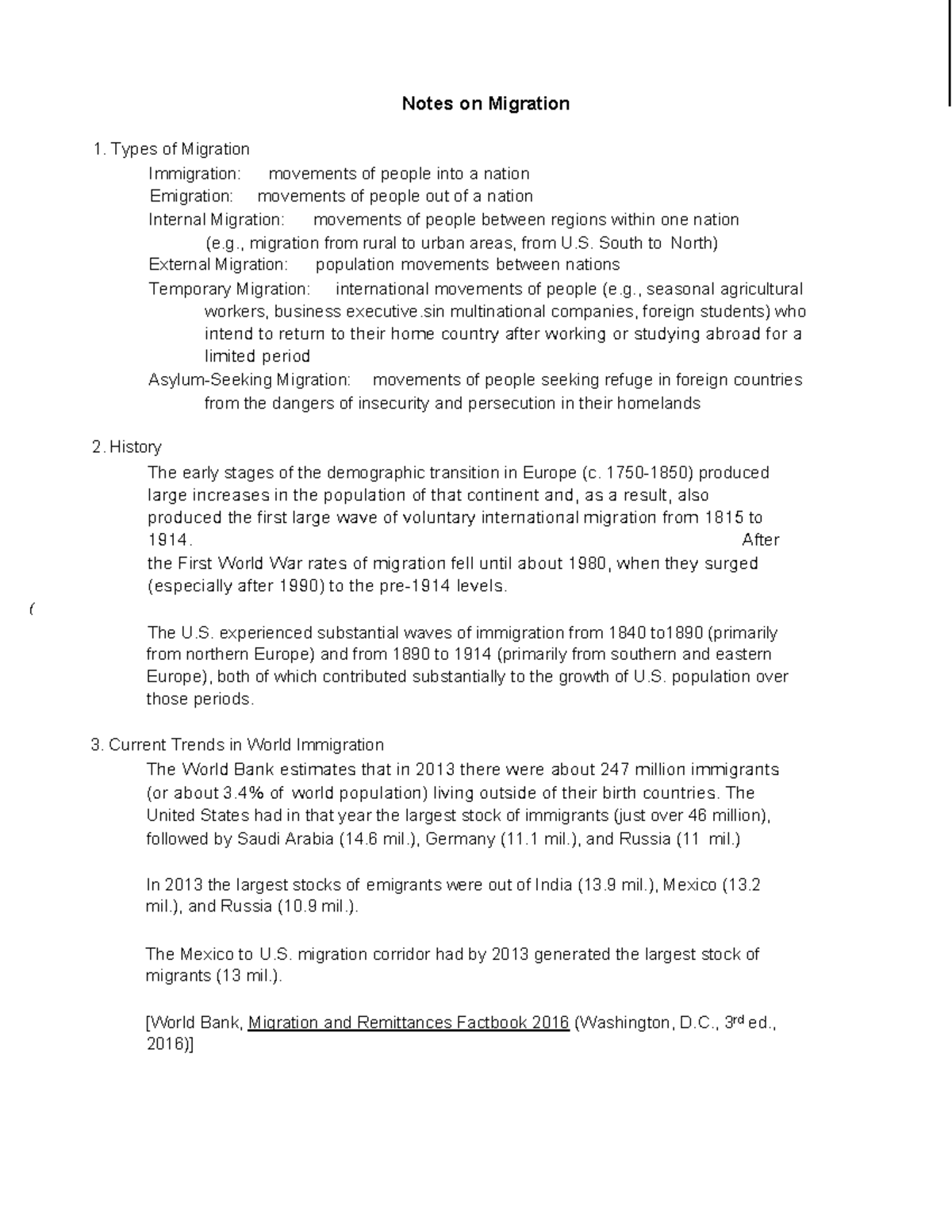 Final Exam Notes on U.S. Immigration Trends (HIST 202) - Notes on ...