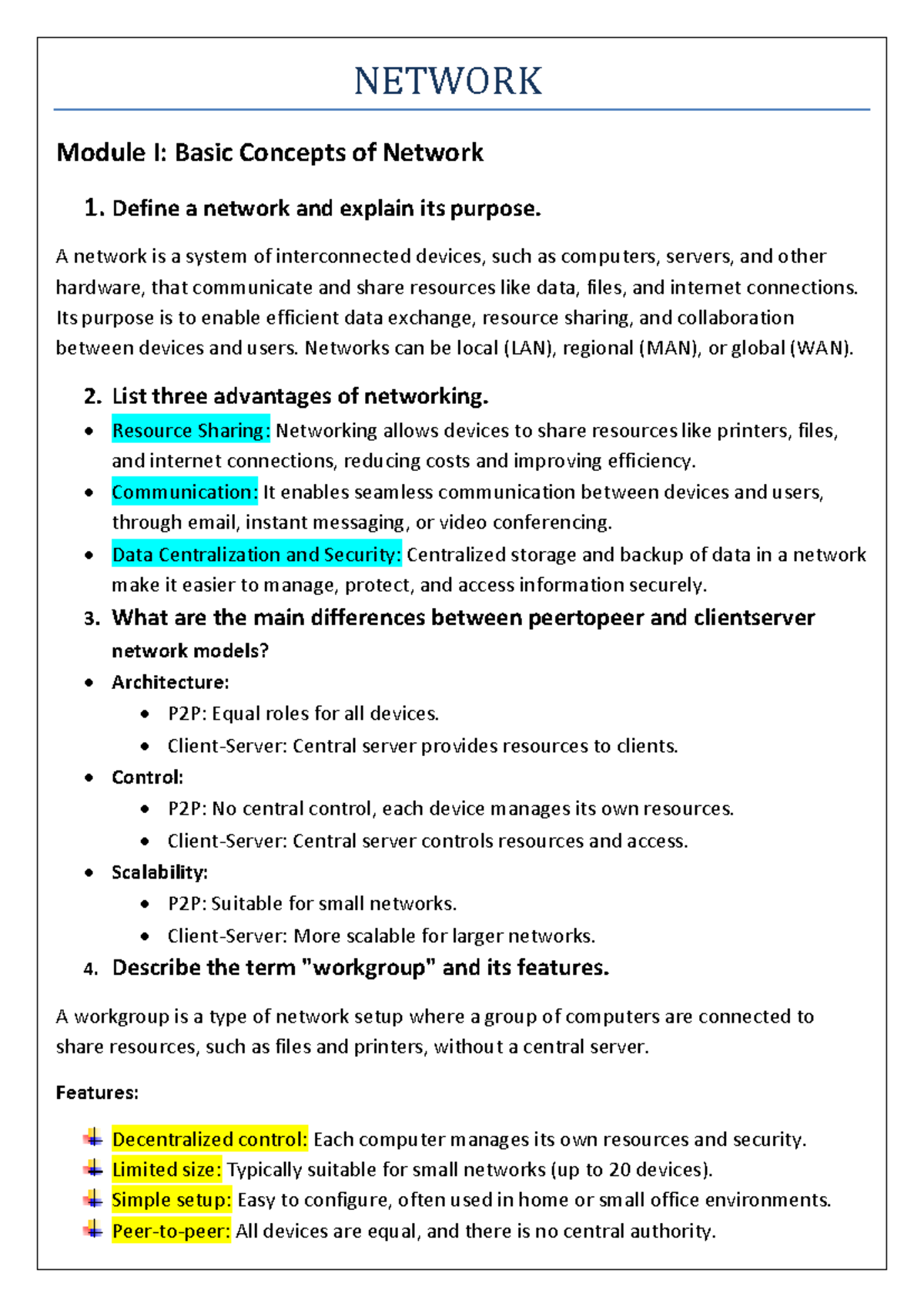 Network Basics and Concepts - CCNP Routing Professional - Studocu