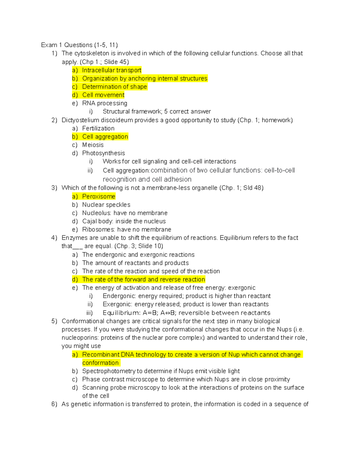 Bio 101: Exam 1 Questions and Answers (1-5, 11) Review Guide - Studocu