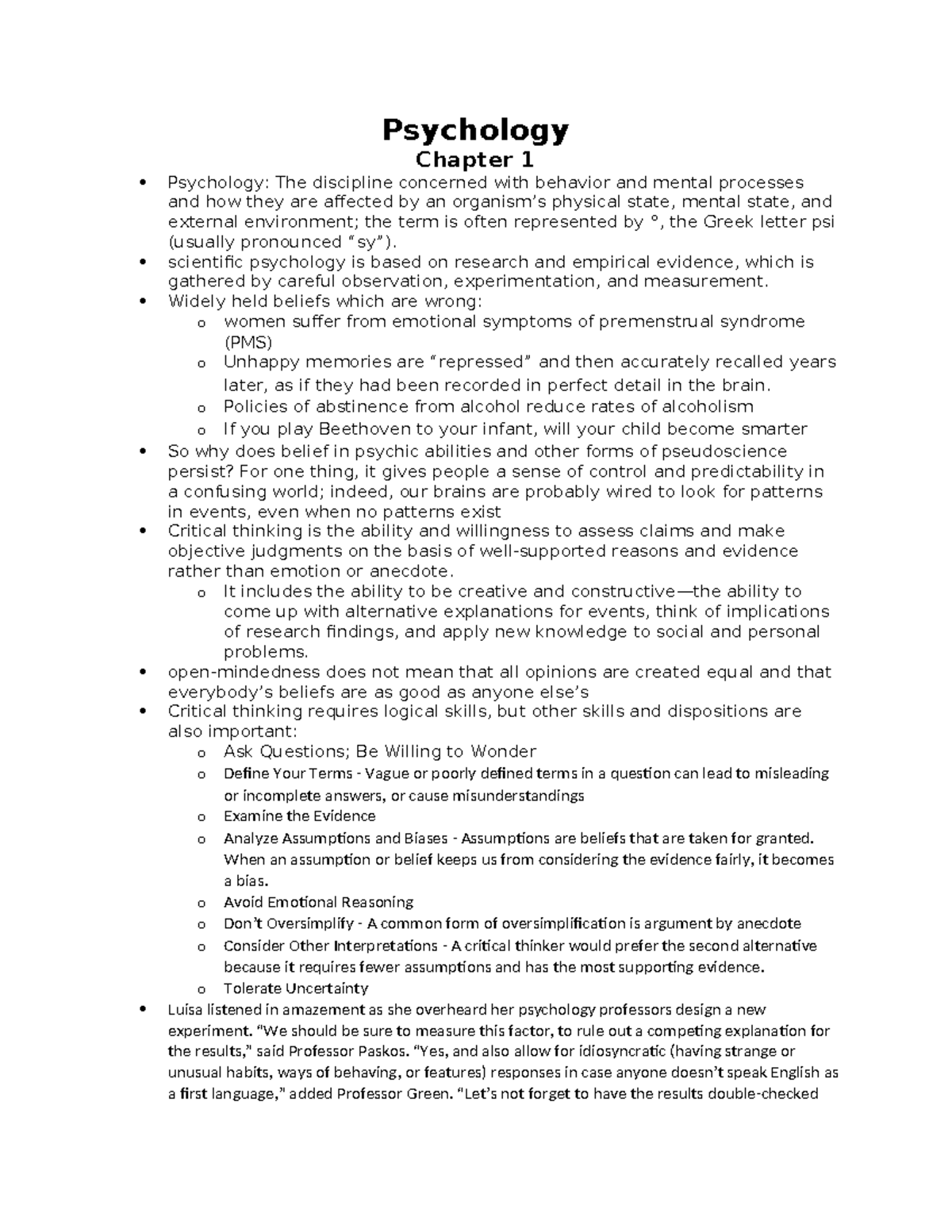 Psy 101 Lecture Notes – Summary of Psychology Concepts - Studocu