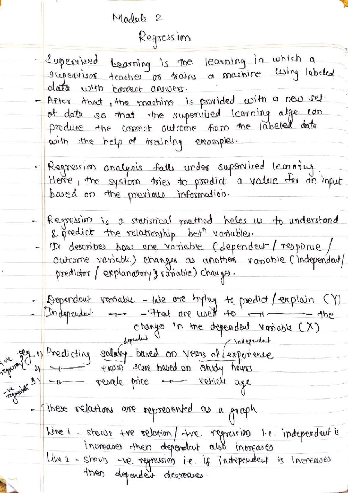 Module 2 Regression Analysis - Key Concepts and Examples - Studocu