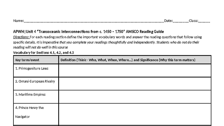Unit 4 Reading Guide - Amsco - - Studocu