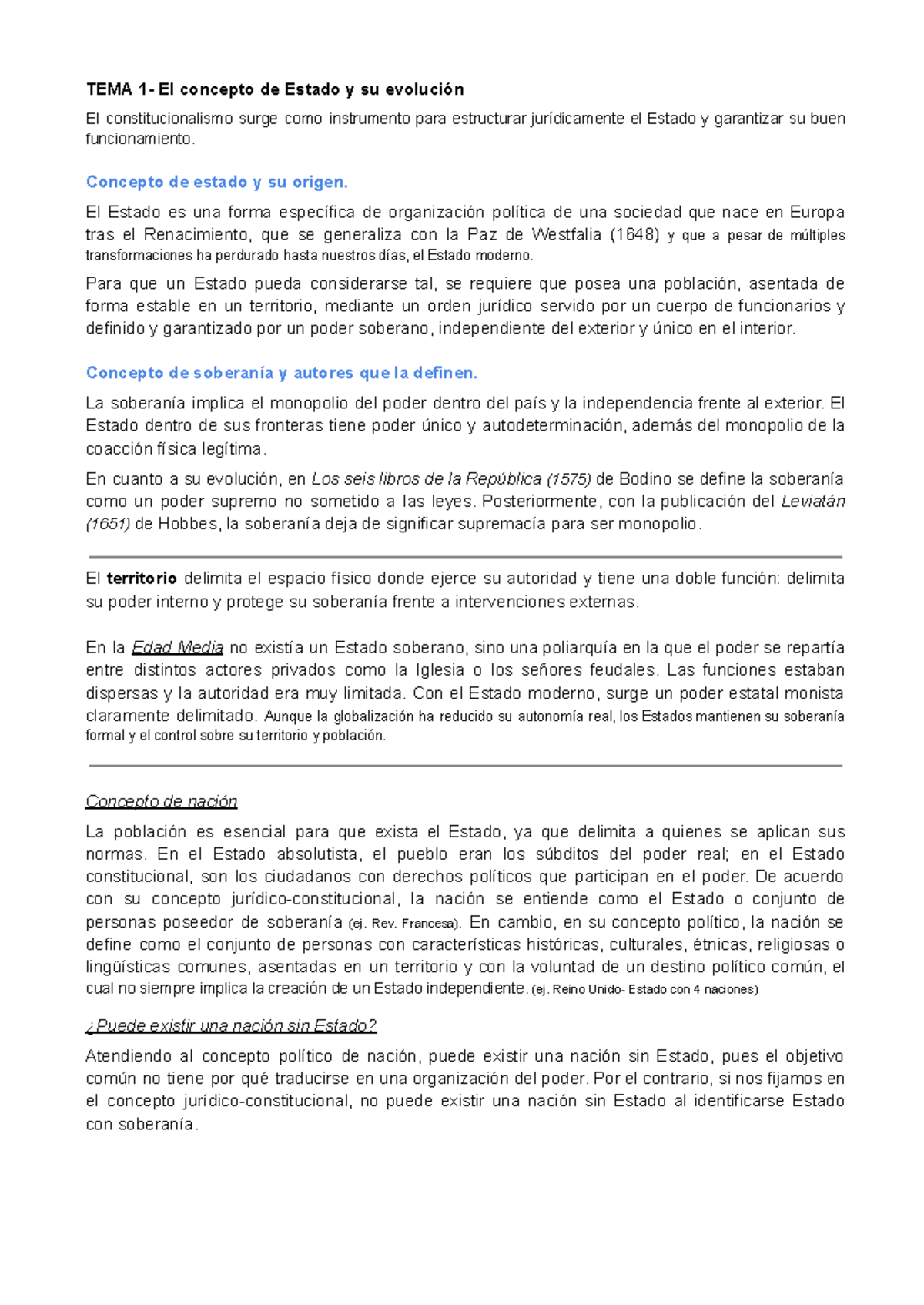 TEMA 1: El Estado y su Evolución en el Constitucionalismo - Studocu
