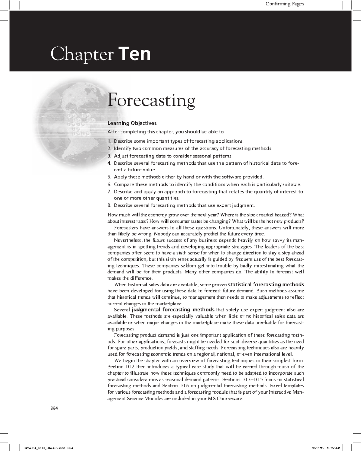 Forecasting Techniques and Applications: Chapter 10 (Course Code ...