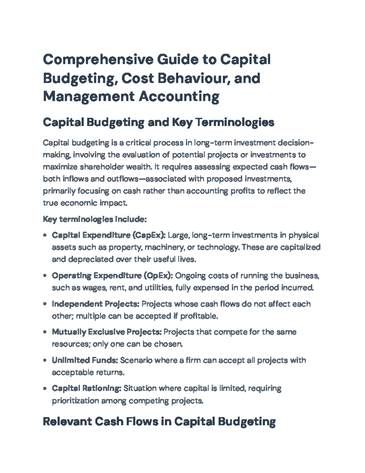 Comprehensive Overview of Capital Budgeting & Management Accounting ...