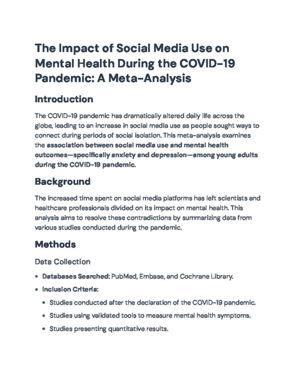 The Impact of Social Media Use on Mental Health: A COVID-19 Meta ...