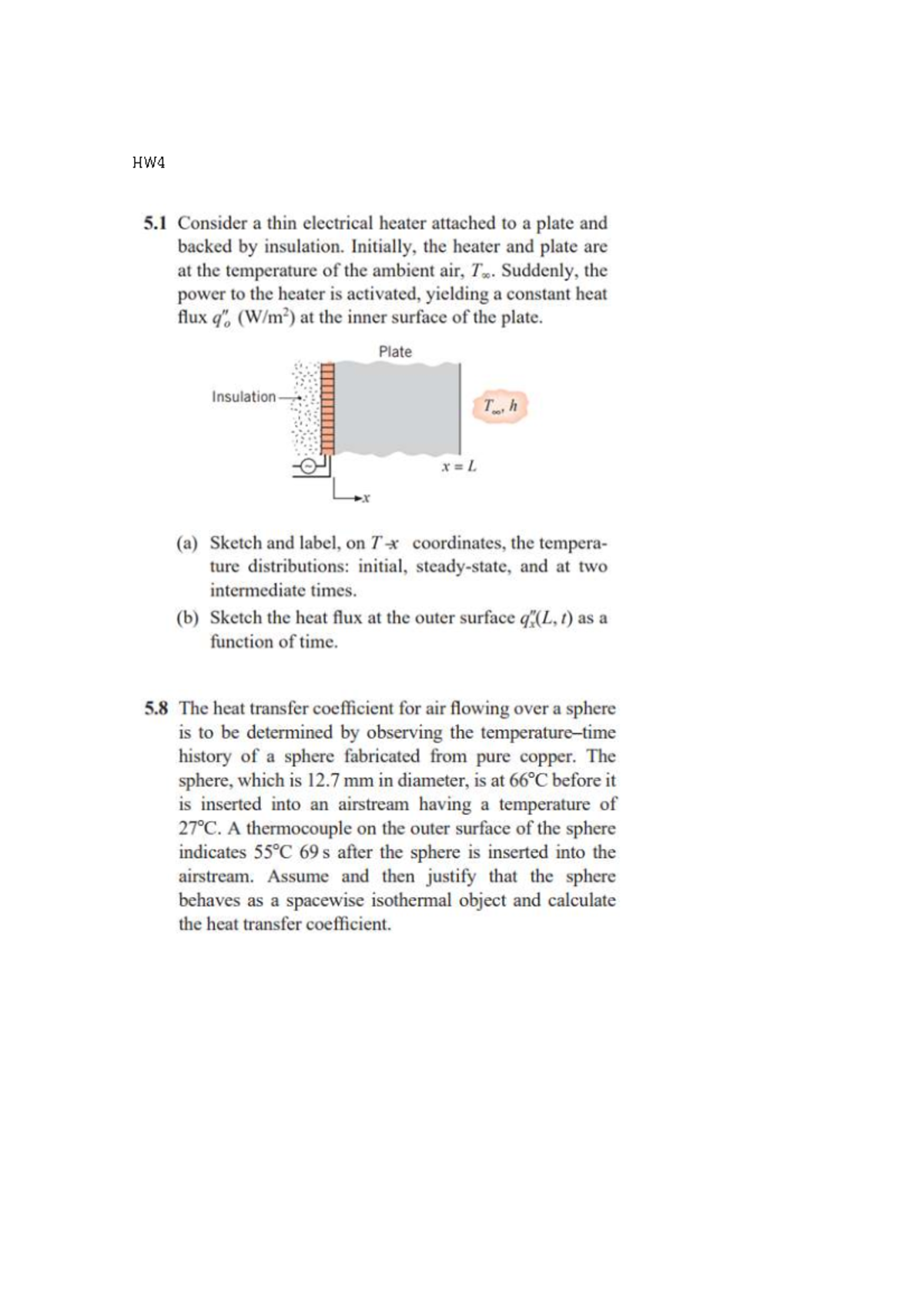 HW4: Heat Transfer Problems and Calculations - Studocu