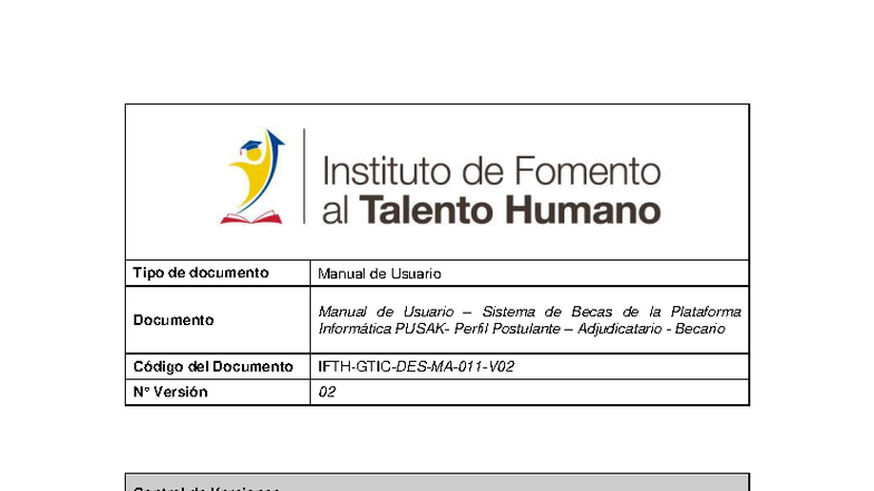 Manual de Usuario PUSAK: Sistema de Becas para Postulantes - Studocu