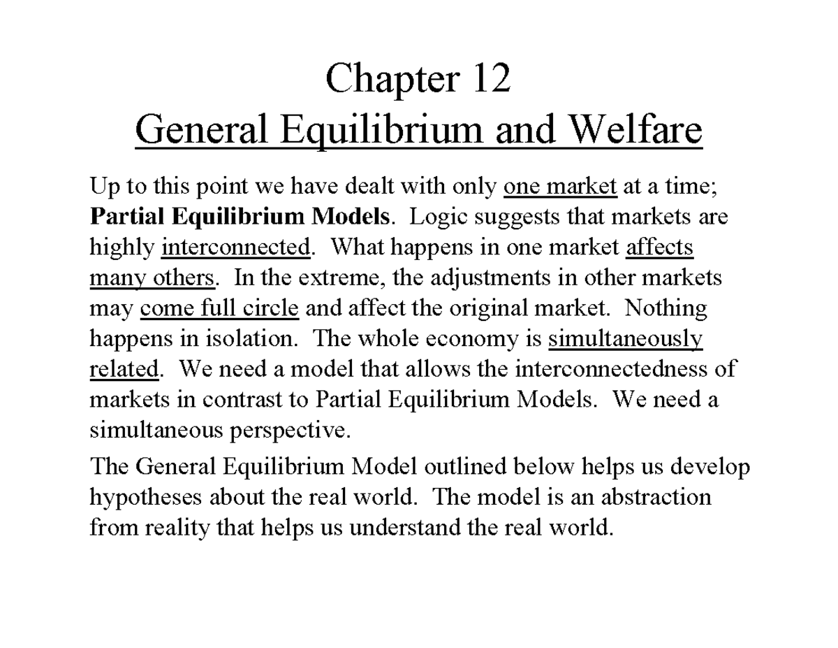 General Equilibrium and Economic Welfare: Chapter 12 Overview - Studocu
