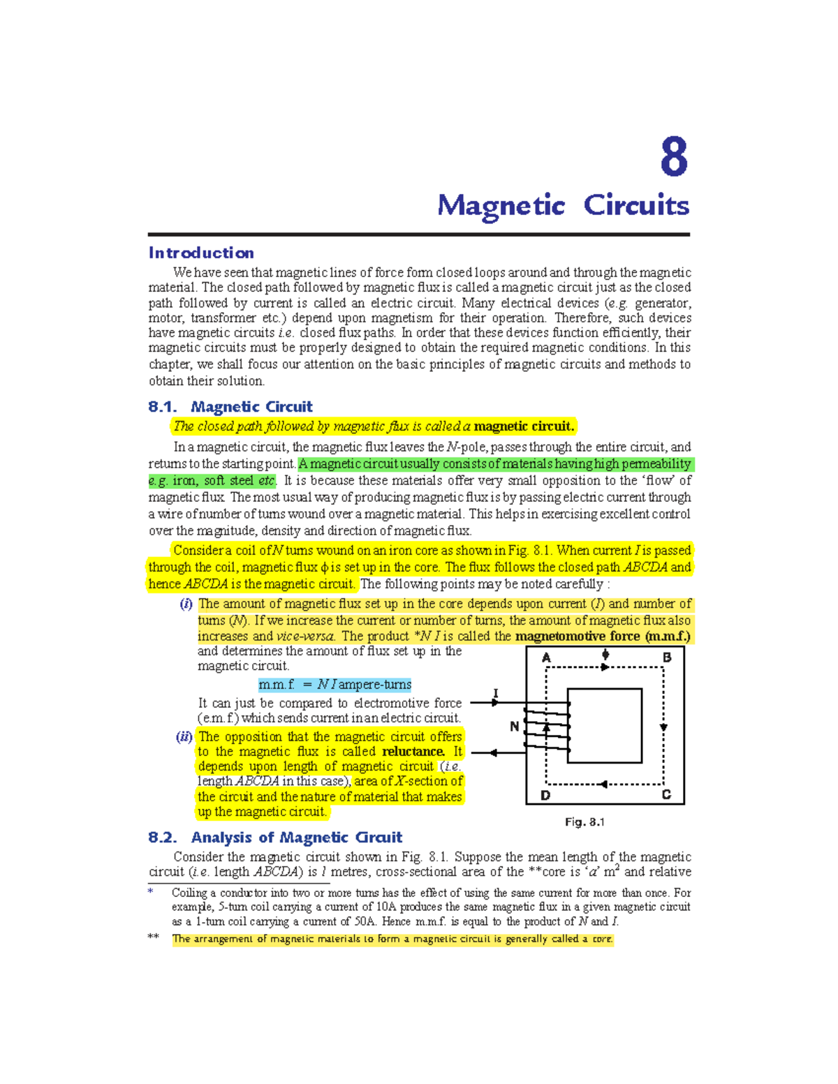 Magnetic Circuits: Principles and Analysis (Course Code: 8) - Studocu