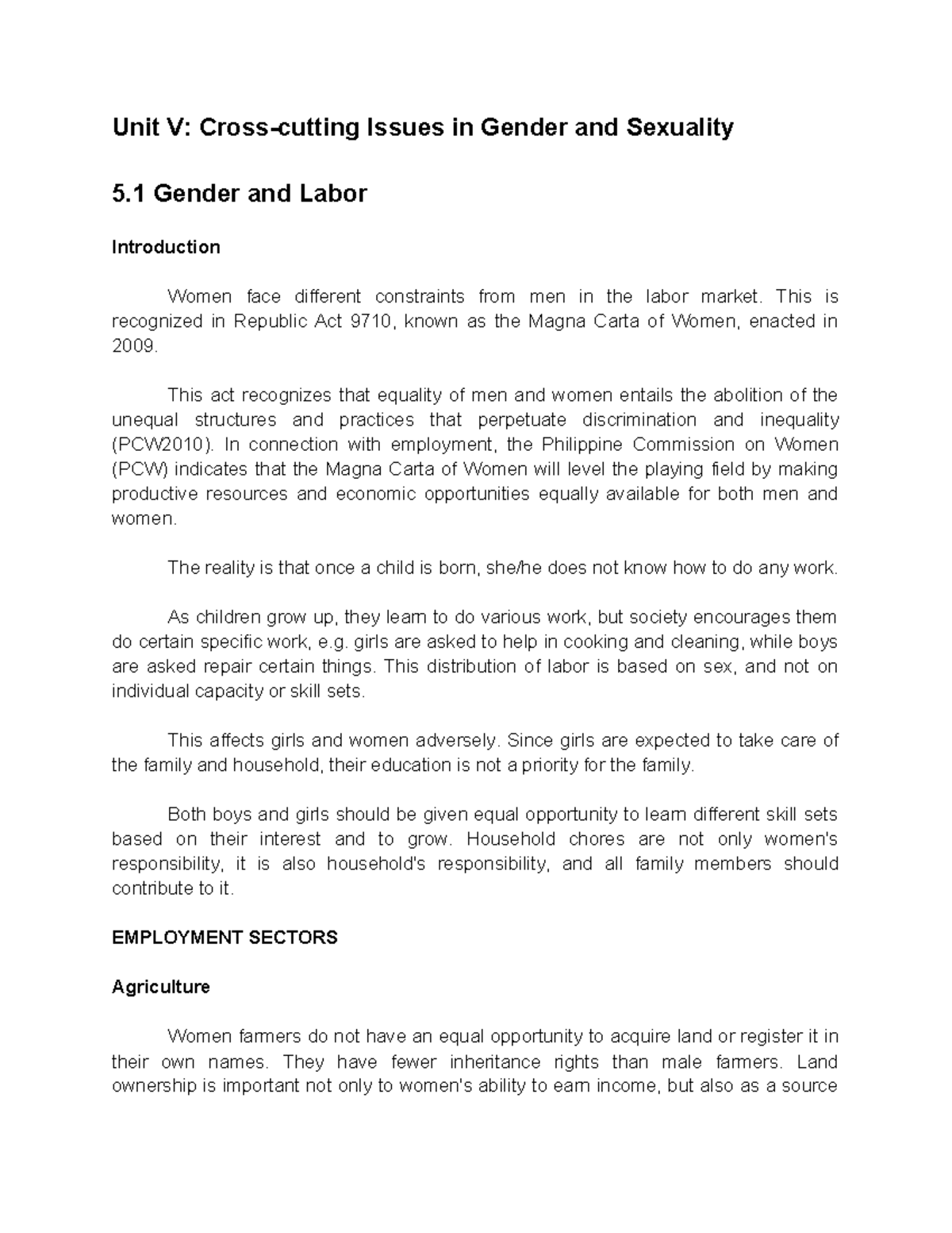 Chapter 5: Gender Issues in Labor, Media, Politics, Health ...