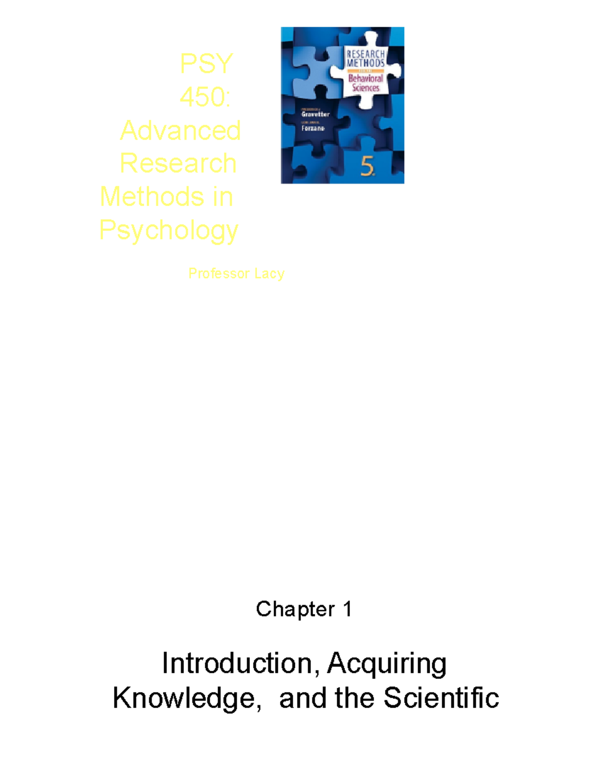 PSY 450 Chapter 1: Introduction to Research Methods in Psychology - Studocu