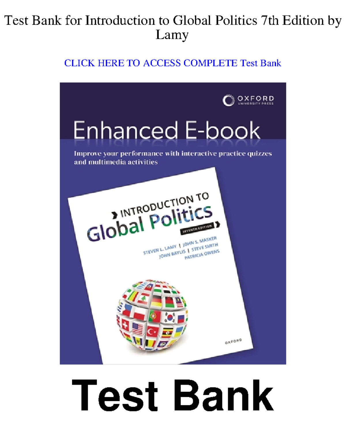 9780197644546-TEST-BANK - Test Bank for Introduction to Global Politics ...