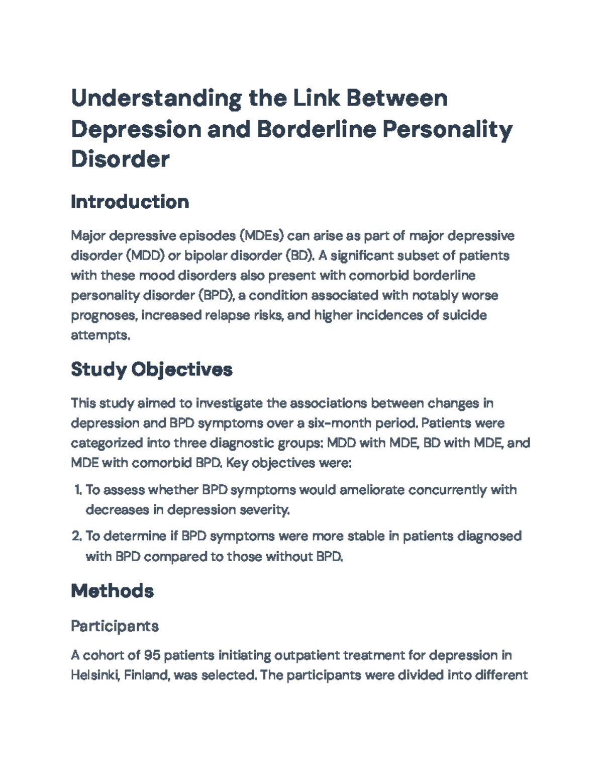 Understanding the Relationship Between Depression and BPD: A Study ...
