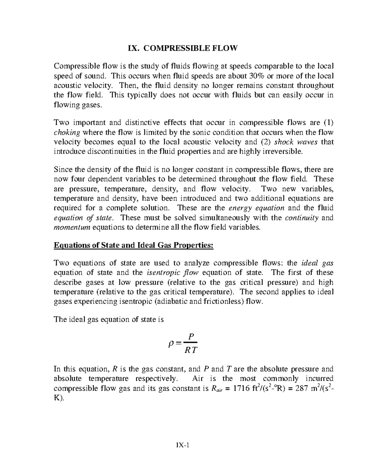 Ph1 - Aerodynamics: Compressible Flow Analysis and Equations - Studocu