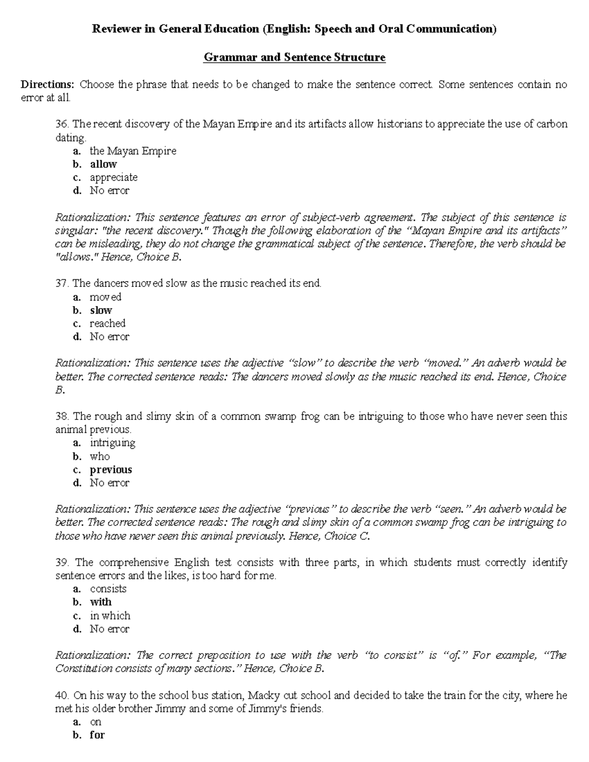 General Education (ENG 101) Reviewer: Speech & Oral Communication - Studocu