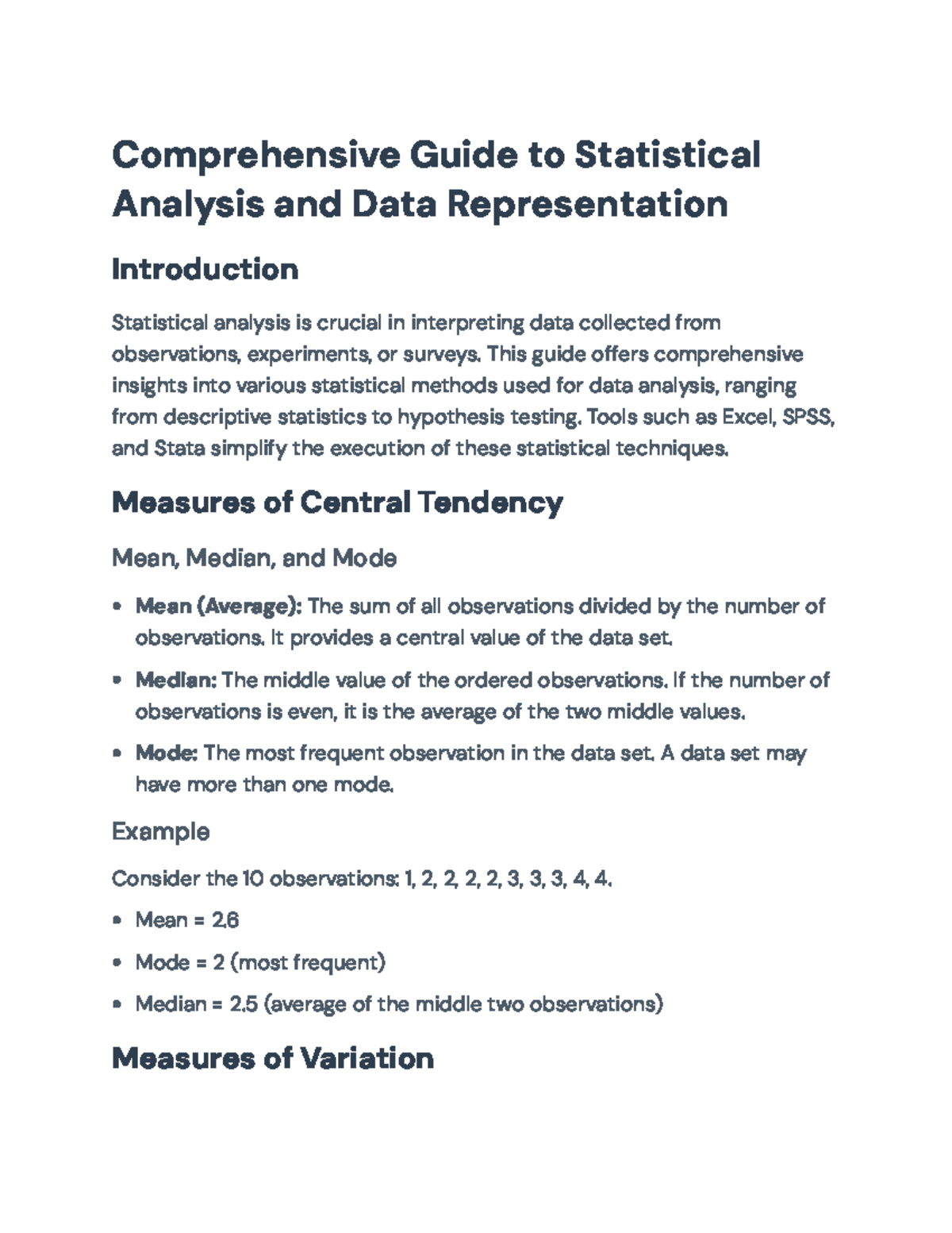Comprehensive Guide to Statistical Analysis and Data Representation ...